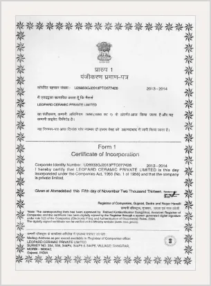 Certification of Incorporation